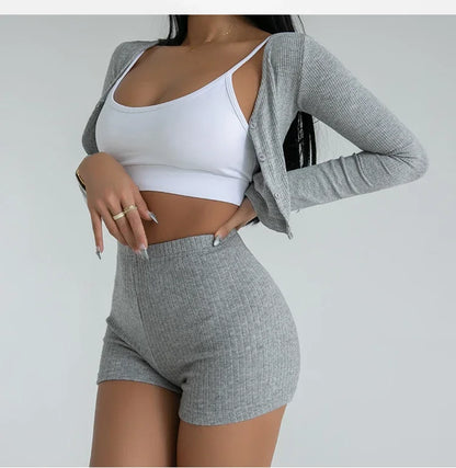 HELIAR Women High Waist A-line Shorts Thin Knit Sports Shorts For Women Casual Running Slim Bodycon Trousers 2025 Spring Summer