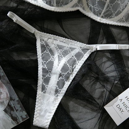 Krasapt New Arrival Ultra-thin Mesh See-through Plaid Bra And G-string Sexy Lingerie Sets Fancy Intimate Erotic set Onlyfans Kit