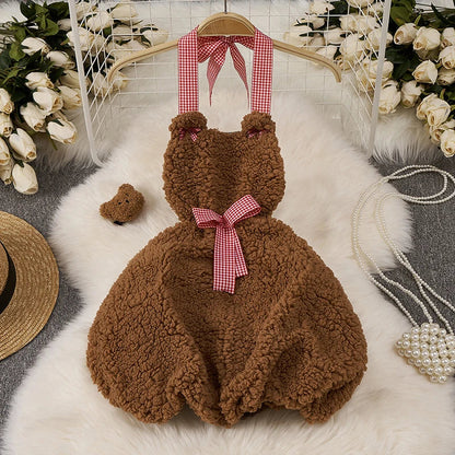Sexy Lace Gauze Patchwork Strap Bodysuit Hollow Sleeveless Slim backless Women Erotic Lingerie Hotsweet Bow Night Maid Cosplay