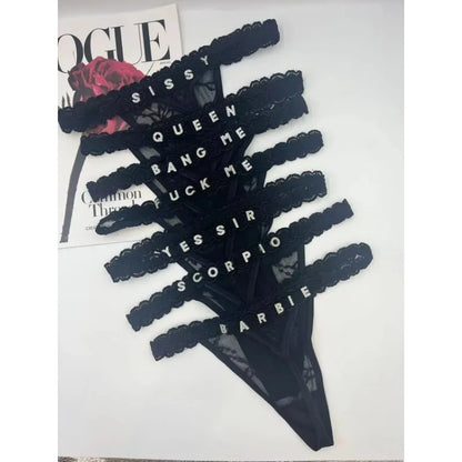 Custom Thongs Name Letter Women Sexy Lace Panties Personalized Customized GString tanga Hot Wife Girlfriend Valentines Gift