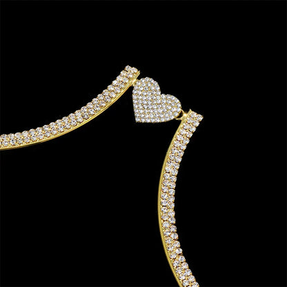 Stonefans Heart Rhinestone Chest Bracket Body Jewelry Bra Chain For Women Chain Top Bikini Halter Bra New Banquet Breast Support