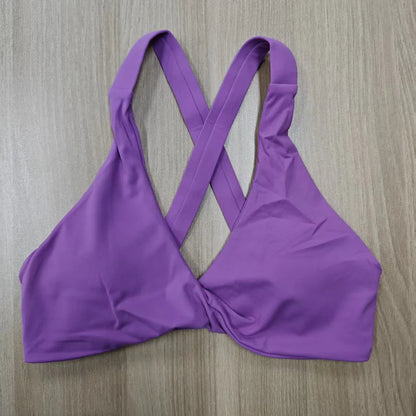 SHINBENE Women's Twist Workout Sports Bras Back Cross Padded Low Impact Fitness Bra Yoga Crop Tops