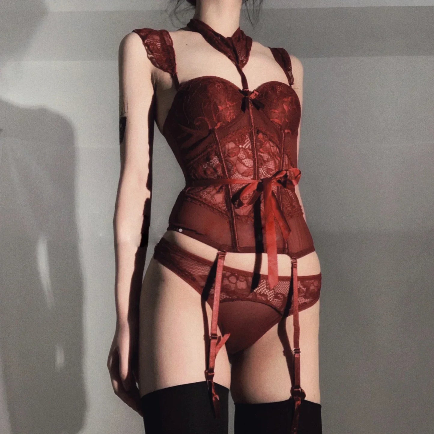 Sexy Fashion Lingerie Tight Fitting Lace Bodysuit Women's Underwear Sets Sexy Bra Set Transparent Thin Erotic Lingerie