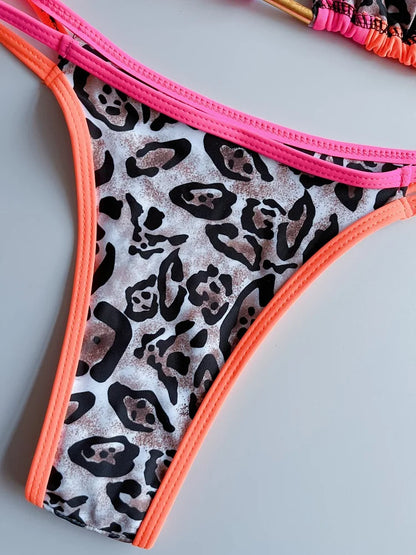 RUOTONGSEPT 2023 Sexy Spliced Swimsuit Women Swimwear Tiger Stripe Print Micro Bikini Set Brazilian Biquinis Beach Bathing Suit