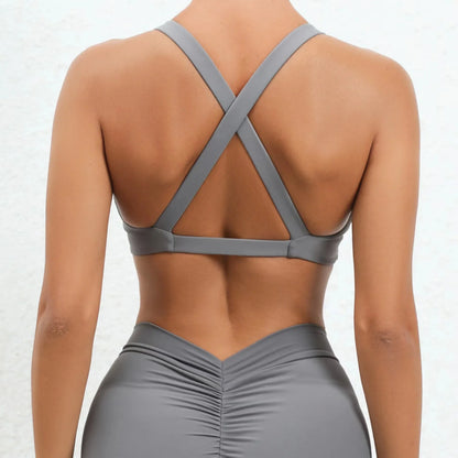 Sport Bra Women Seamless Gym Anti-sweat Breathable Yoga Shockproof Crop Top Fitness Push up Workout Underwear Blue Gray Red Pink