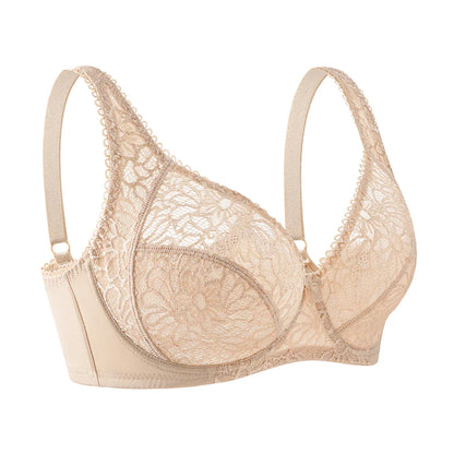 Womens Bras Ultra-Thin Perspective Deep V Lace Sheer Plus Size Bra Female Underwear Sexy Lingerie BH Tops 70-100 B C D E F Cup