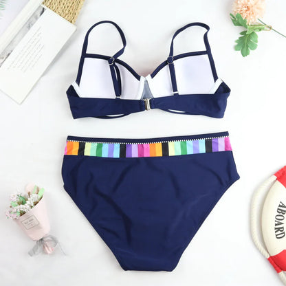 2024 New Women Swimsuit Sexy Women High Waist Bikini Swimwear Female Two Piece Beachwear Printed Bikinis Set Bathing Suit