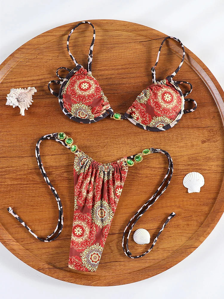 ZRTAK Sexy Push up Bikinis Micro Thongs Bathing Suit Swimsuit Women Biquini Bandage Beachwear Swimwear Two Piece Bikini Sets