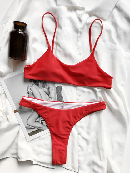 2025 Women Bikini Set Striped Split Swimsuit Low Waist Swimwear Women Biquini 2-Pieces Bathers Brazilian Swimming Suits