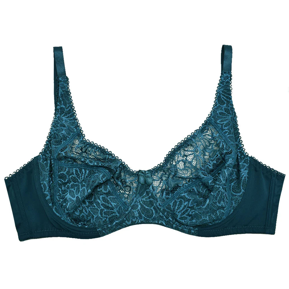 Womens Bras Ultra-Thin Perspective Deep V Lace Sheer Plus Size Bra Female Underwear Sexy Lingerie BH Tops 70-100 B C D E F Cup