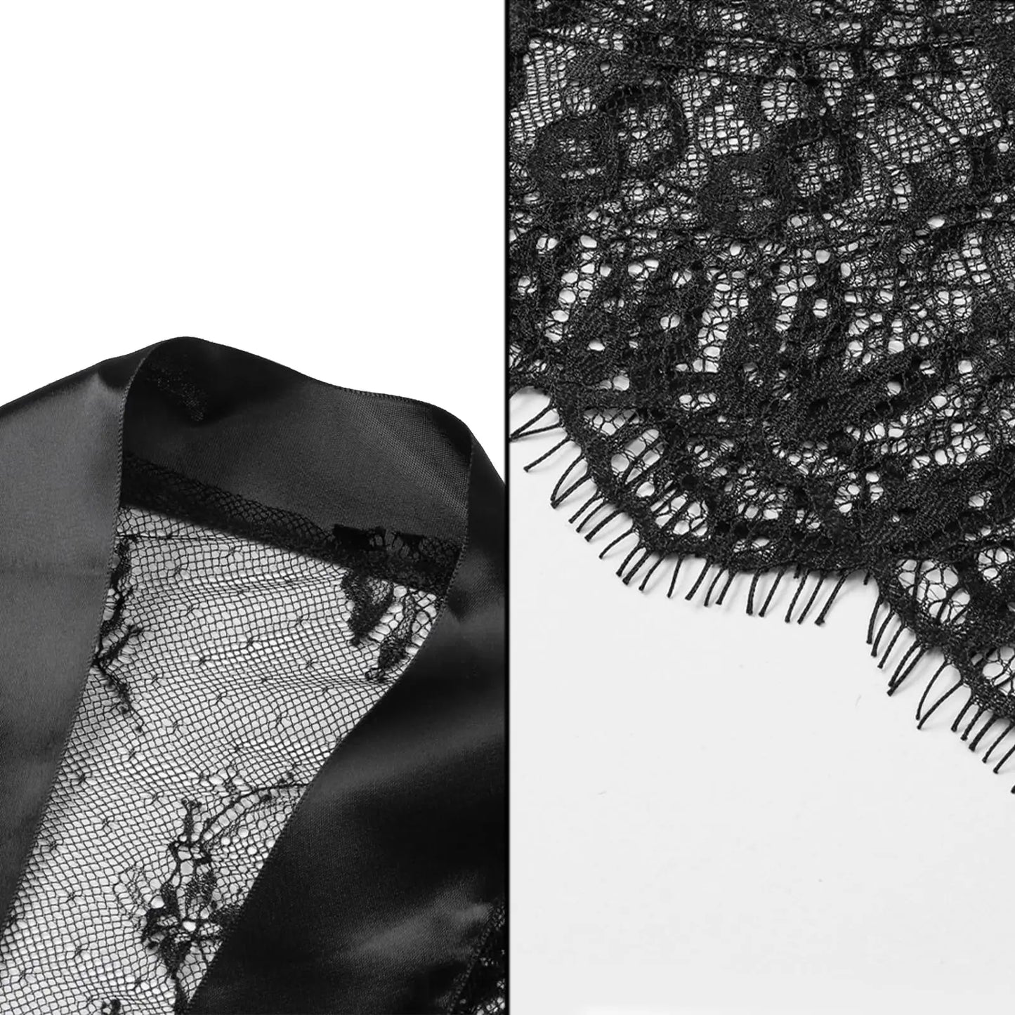 Women's Sexy Sheer Lace Robe Lingerie Long See Through Kimono Lingerie Dress Lace Gown Sleepwear