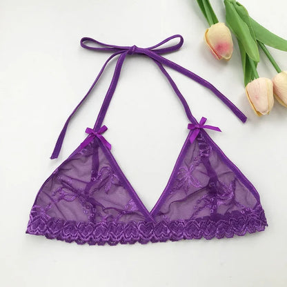 Name Custom Crystal Letter Thong Lace Tie Neck Bikini Bra Panties Sexy Personalized Name Low Waist G-String Underwear Bra Set