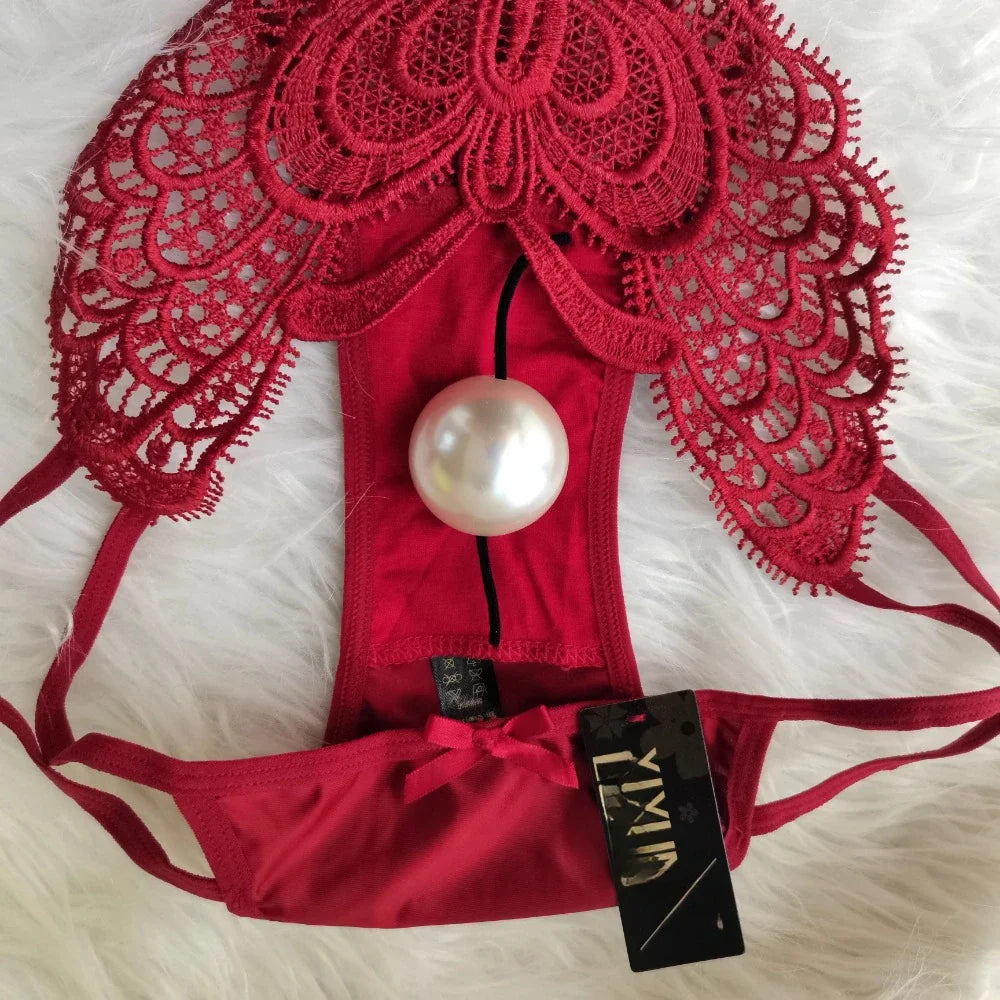 Customized Imitation Pearl Underwear Into The Body To Increase Massage Beads, Sexy Thong Tighten Briefs Thong  Panties Women