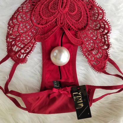 Customized Imitation Pearl Underwear Into The Body To Increase Massage Beads, Sexy Thong Tighten Briefs Thong  Panties Women
