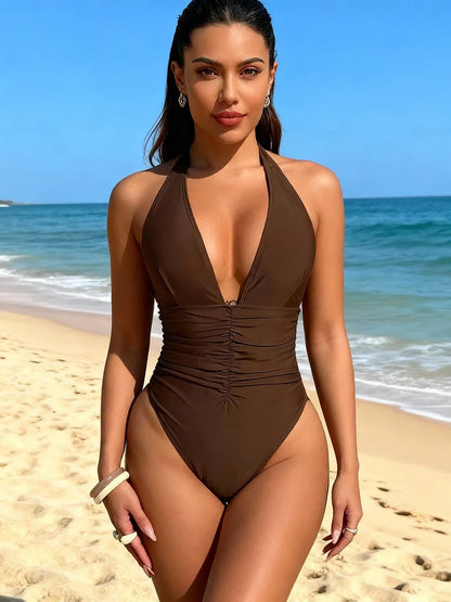 One Piece Swimsuits Woman 2026 Women Swimwear Female Sexy Halter Top Bathing Suit Bodysuit Swimming Suits for Woman Beachwear