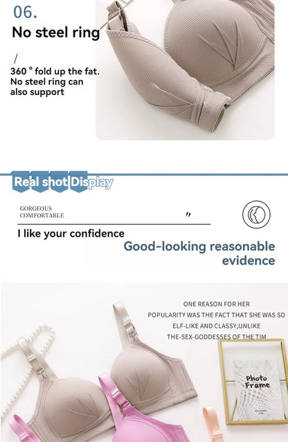 New Large Size Front Buckle Sexy Push up WOMEN'S Bra Adjustable Thin Cup Breathable Comfortable Middle-aged Mom Ladies Underwear