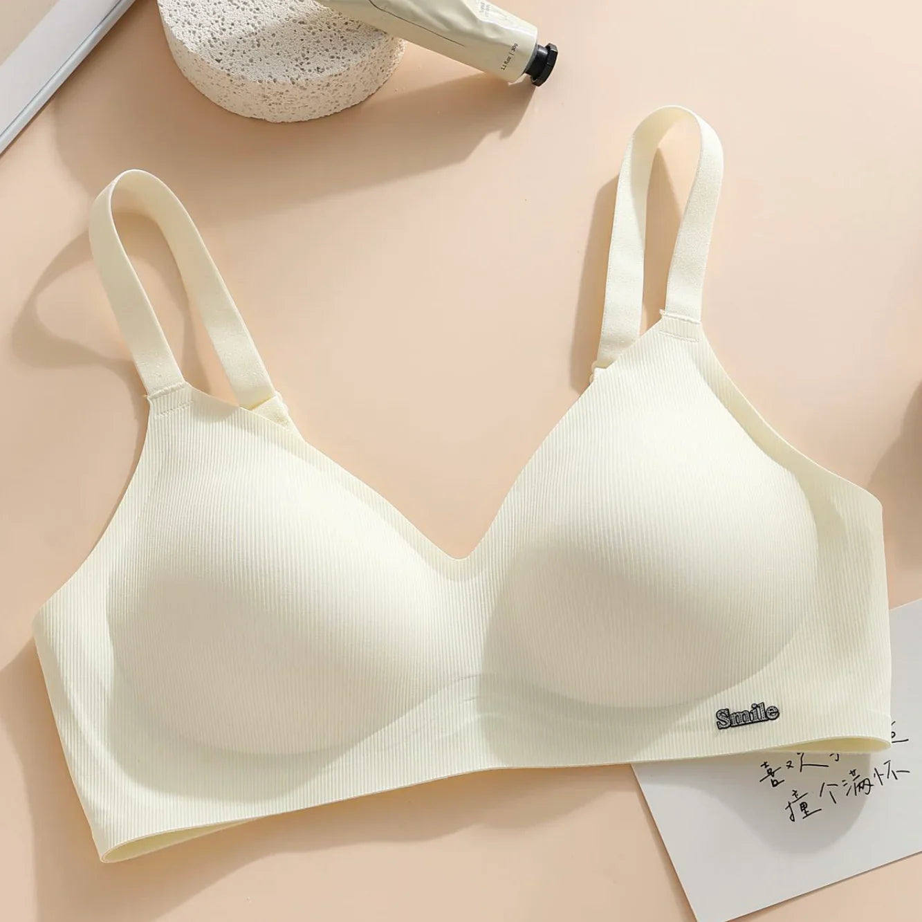CAITING Beautiful Back Latex Cup Bra Soft Support Strips Skin-friendly Underwear For Women With Small Breasts