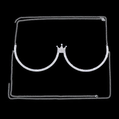 Stonefans Heart Rhinestone Chest Bracket Body Jewelry Bra Chain For Women Chain Top Bikini Halter Bra New Banquet Breast Support