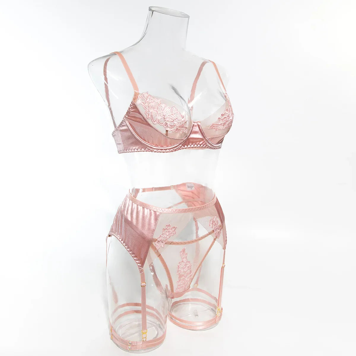 Ellolace Fancy Lingerie Floral Lace Ensemble Brazilian Underwear Attractive Chest Suspenders Sexy Hot Sissy Outfit
