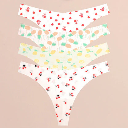 FINETOO 4Pcs Ultra Soft Underwear For Women Sexy Graphic Print Seamless Thongs Female Stretch Leopard G Strings Comfort Lingerie