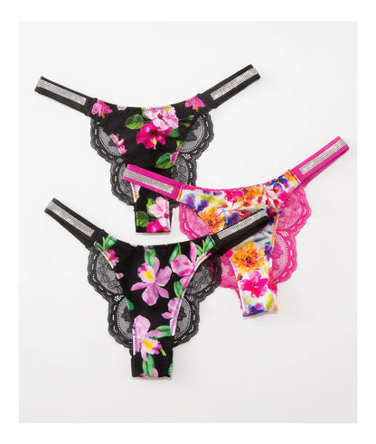 Fashion Sparkling Rhinestone Lace Thong Women's Low Waist Sexy Women's Underwear Women's Thong Clearance items,limited quantity,