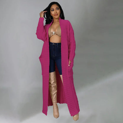 2024 New Women's Fashionable Cardigan Sweater Casual Long Sleeve Solid Color Jacket Autumn/Winter Amazon Europe Style