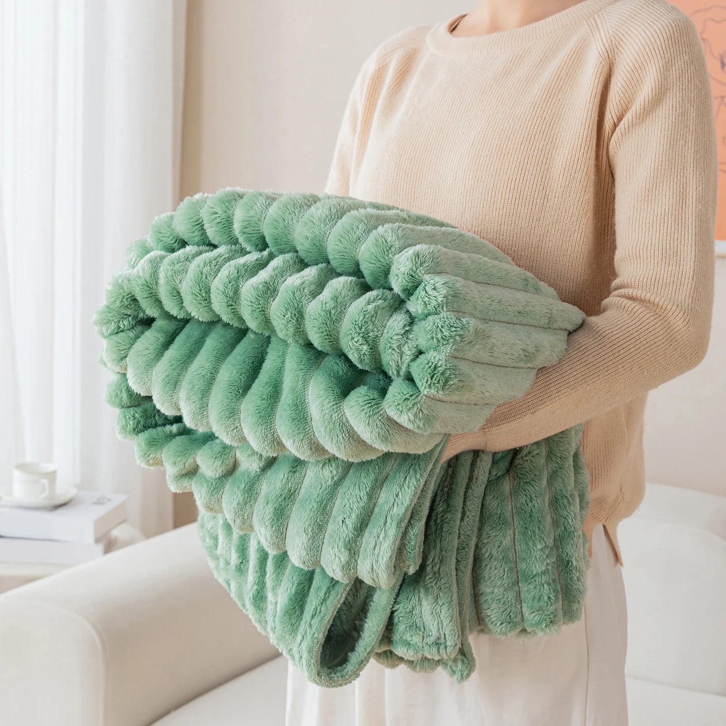 1pc flannel blanket - soft, comfortable, warm nap blanket, Christmas exquisite gift blanket, available in multiple colors