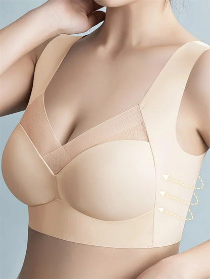 2/1Solid Wireless Sports Bra Comfy & Breathable Seamless Push Up Running Workout Tank Everyday Bra, Women's Lingerie & Underwear