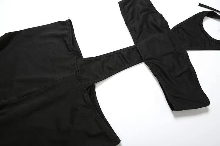 kliou Cross Cut Halter Women Jumpsuits Unique Sexy Coquette Bandage Backless Elastic Overalls Female Midnight Dance One Piece