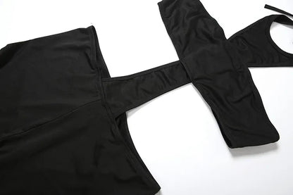 kliou Cross Cut Halter Women Jumpsuits Unique Sexy Coquette Bandage Backless Elastic Overalls Female Midnight Dance One Piece