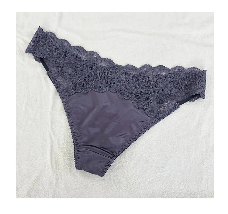 SP&CITY Satin Lace Sexy Women's Underwear Low Waist Transparent Hollow Out Panties Breathable Soft Seamless Briefs Lingerie