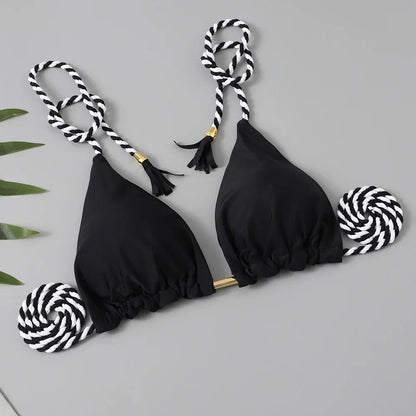 Sexy Swimsuit Women Triangle Bikinis Set Thong Bandage Swimsuits Solid Color bathing suit  Two Piece String Swimear Beach Wear