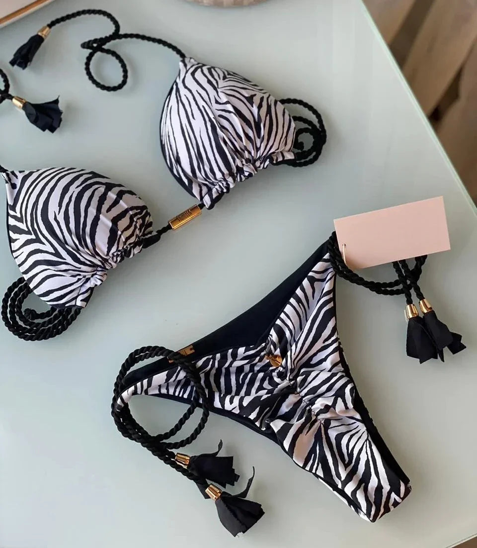 Sexy Swimsuit Women Triangle Bikinis Set Thong Bandage Swimsuits Solid Color bathing suit  Two Piece String Swimear Beach Wear