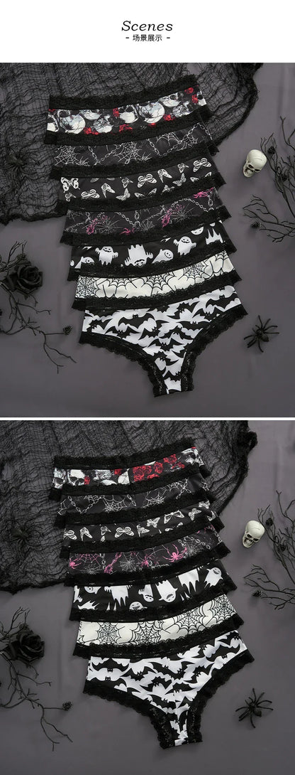 2Pc Set Lingerie Woman Sexy Underwear Lace Female Underwear Ghost Bat Butterfly Gothic Style Breathable Panties For Women