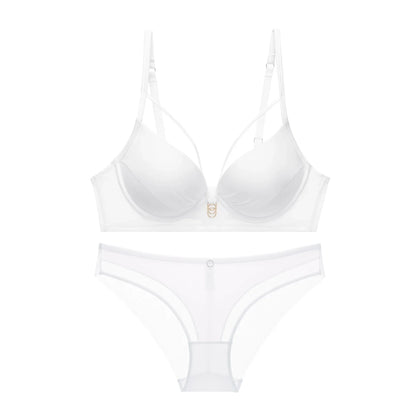 Skeleton Solid Color Plus Size CD Size Lingerie SuitPush Up Bra Set Adjustable Brassiere With Comfort Panties