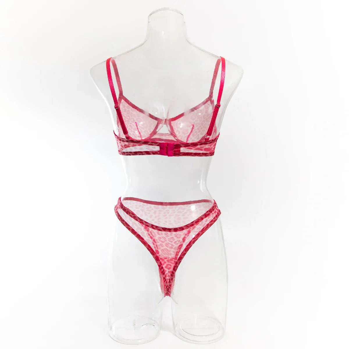 Krasapt Sexy Leopard Printing Lingerie 2Pcs Sets Ultrathin Mesh Transparent Bras And Panties Comfortable Intimate Undwear Set
