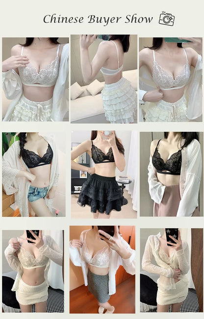 SUJIIN Summer Sexy Bra and Panty Sets for Woman Lace Comfort Bras Set Hot Women's Small Chest Wireless Lingerie Femme MX325