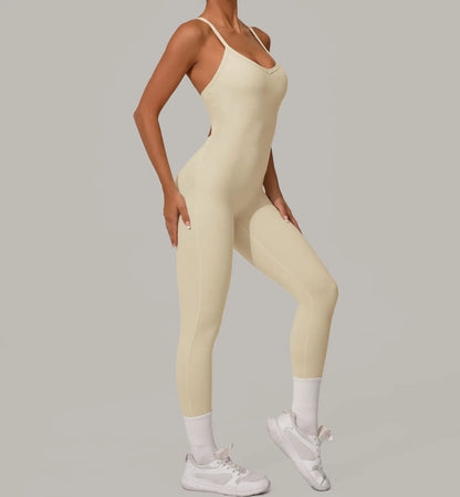 Sexy Hollow Cross Backless Sporty Tight Jumpsuit Woman Sportswear Summer One Pieces Outfit Gym Fitness Overalls Yoga Jump Suit