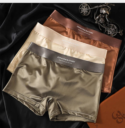 3PCS/Pack Luxury Ice Silk Satin-like Women's Panties 3D Double-layer Breathable Mesh Crotch Underwear Soft Smooth Safety Briefs