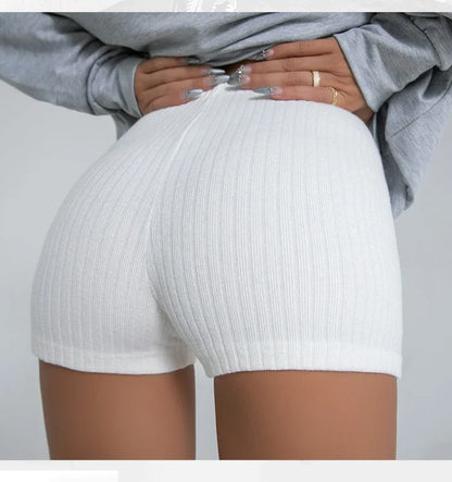 HELIAR Women High Waist A-line Shorts Thin Knit Sports Shorts For Women Casual Running Slim Bodycon Trousers 2025 Spring Summer