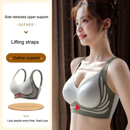 Plus Size Super Gather Push Up Bras Women Soft Support Seamless Underwear Female Full Cup Lift-Up Bras No Steel Sleepwear