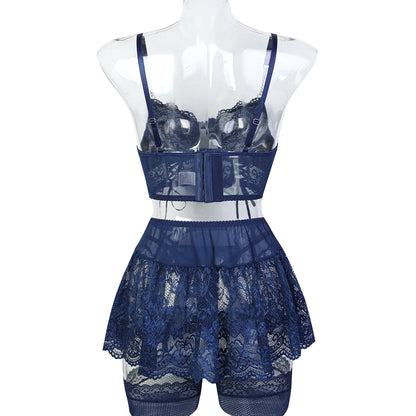 Ellolace Fancy Sexy Lingerie Lace Ultra Sexy Women's Ethical Underwear g-String Hot Skirt Ensemble Outfits Brazilian Underwear