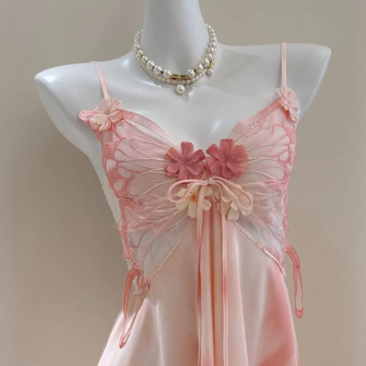 Fairy Elf Suspender Nightgown Lingerie Sexy Butterfly Lace Chemise Sleepwear Nightdress Homewear Summer New Women Nightwear