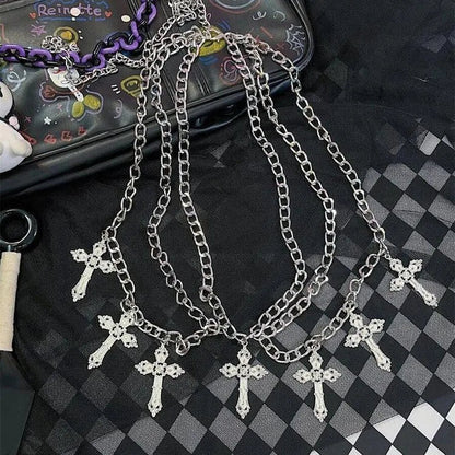 Cross waist chain women's waist jewelry niche waist decoration versatile temperament cool punk hot girl personal body chain
