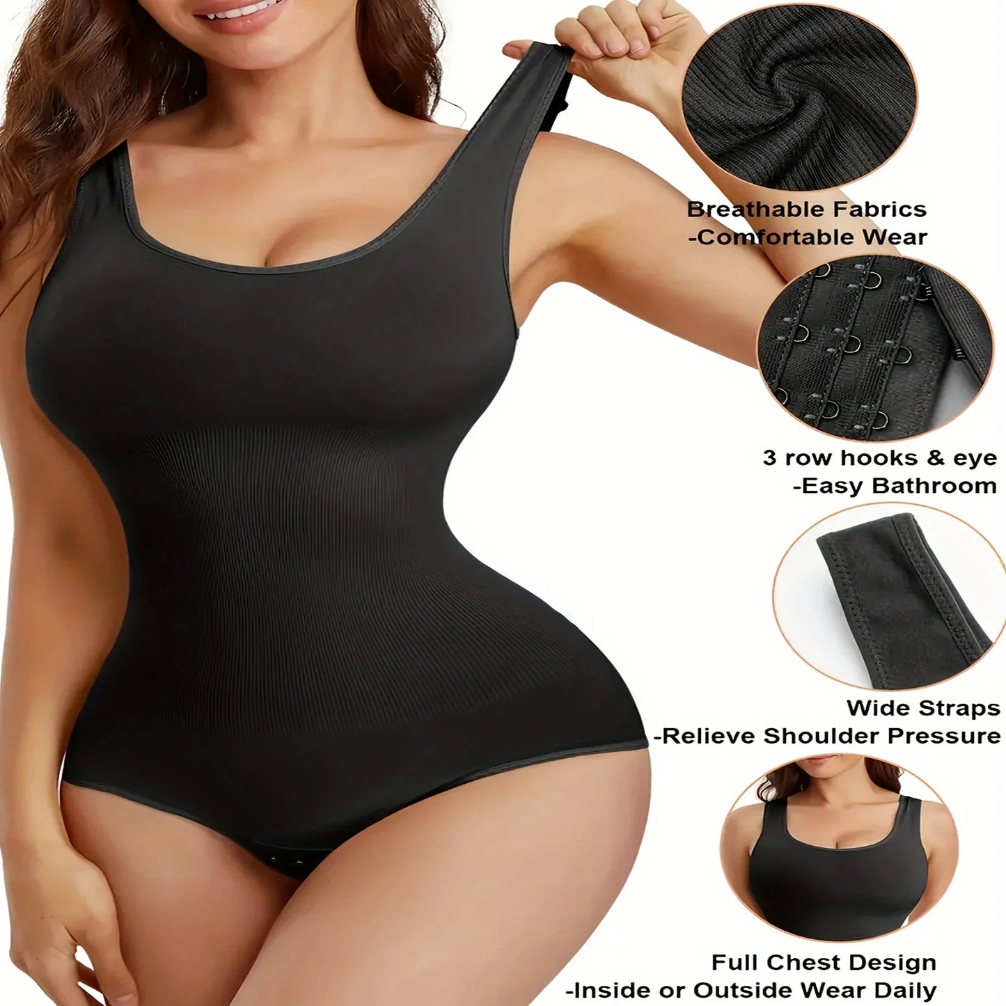 1pc Seamless Bodysuit for Women - Waist & Tummy Control, Full Body Shaper, Sleeveless Tank Top Jumpsuit, Body Shaping Bodysuit|