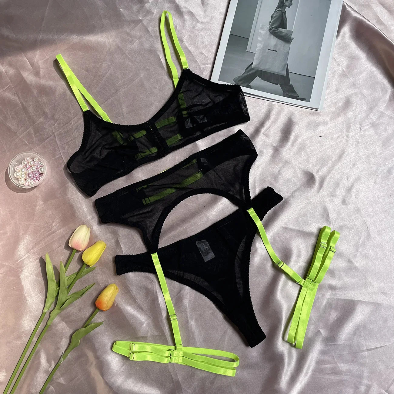 Lace Babydoll Open Bra Set Women's Intimates Sexy Bra G-String & Lingerie Sets Transparent Bralette Set Erotic Sexy Underwear