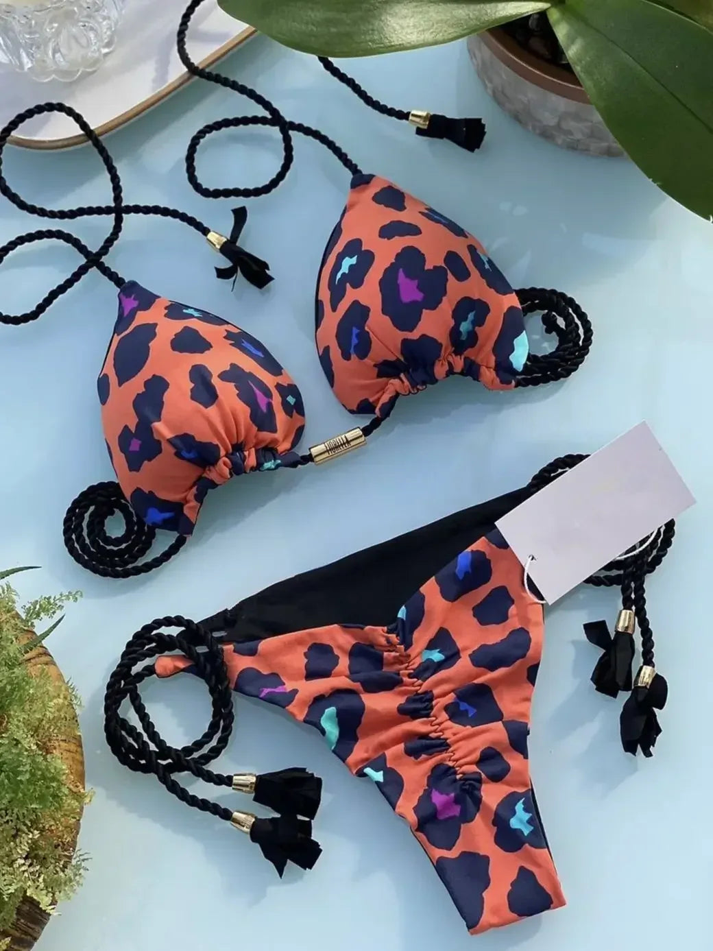 Sexy Swimsuit Women Triangle Bikinis Set Thong Bandage Swimsuits Solid Color bathing suit  Two Piece String Swimear Beach Wear