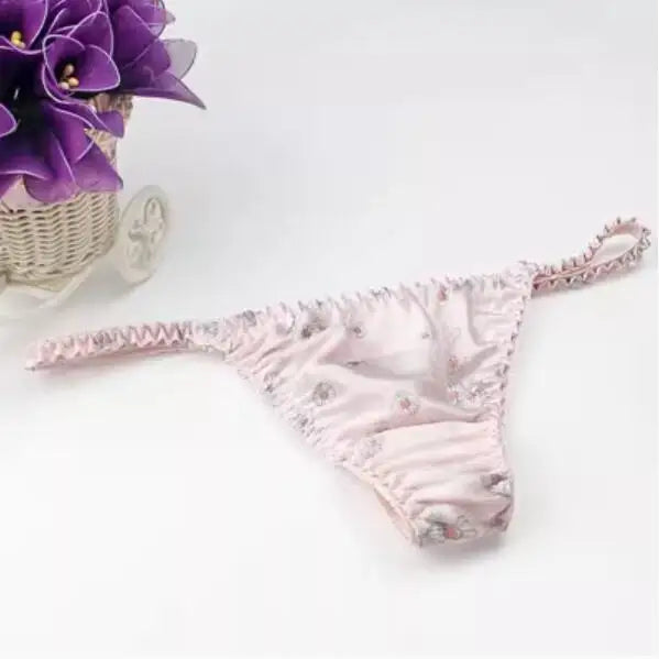 100% Mulberry silk woman briefs natural silk summer cool sexy thong lady panties