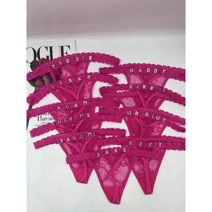 Custom Thongs Name Letter Women Sexy Lace Panties Personalized Customized GString tanga Hot Wife Girlfriend Valentines Gift