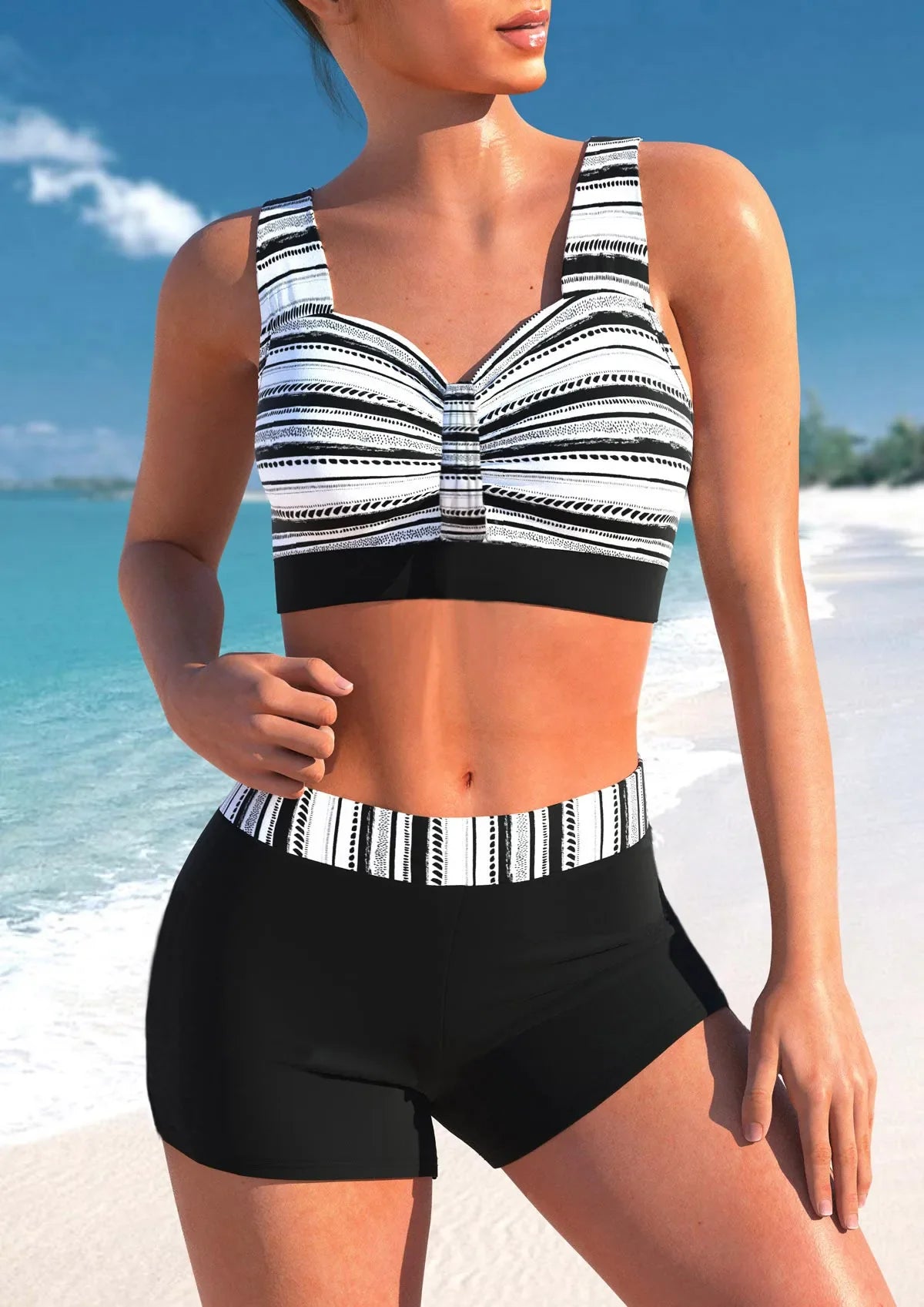 Women's Bikini Strapless Wide Straps Two-piece Swimsuit Fashion Sexy Sexy Print Swimsuit S-5XL